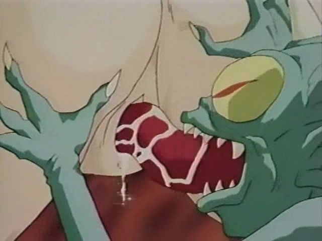 Tongue Monster - Dirty anime with ugly alien shoving long tongue in pussy