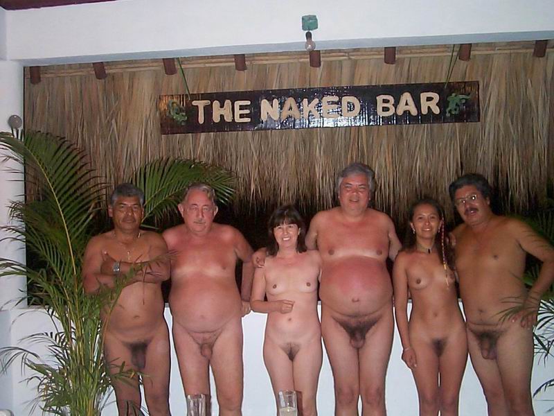 Black Pool Group - Nudist group pool photos from a private family naturist resort