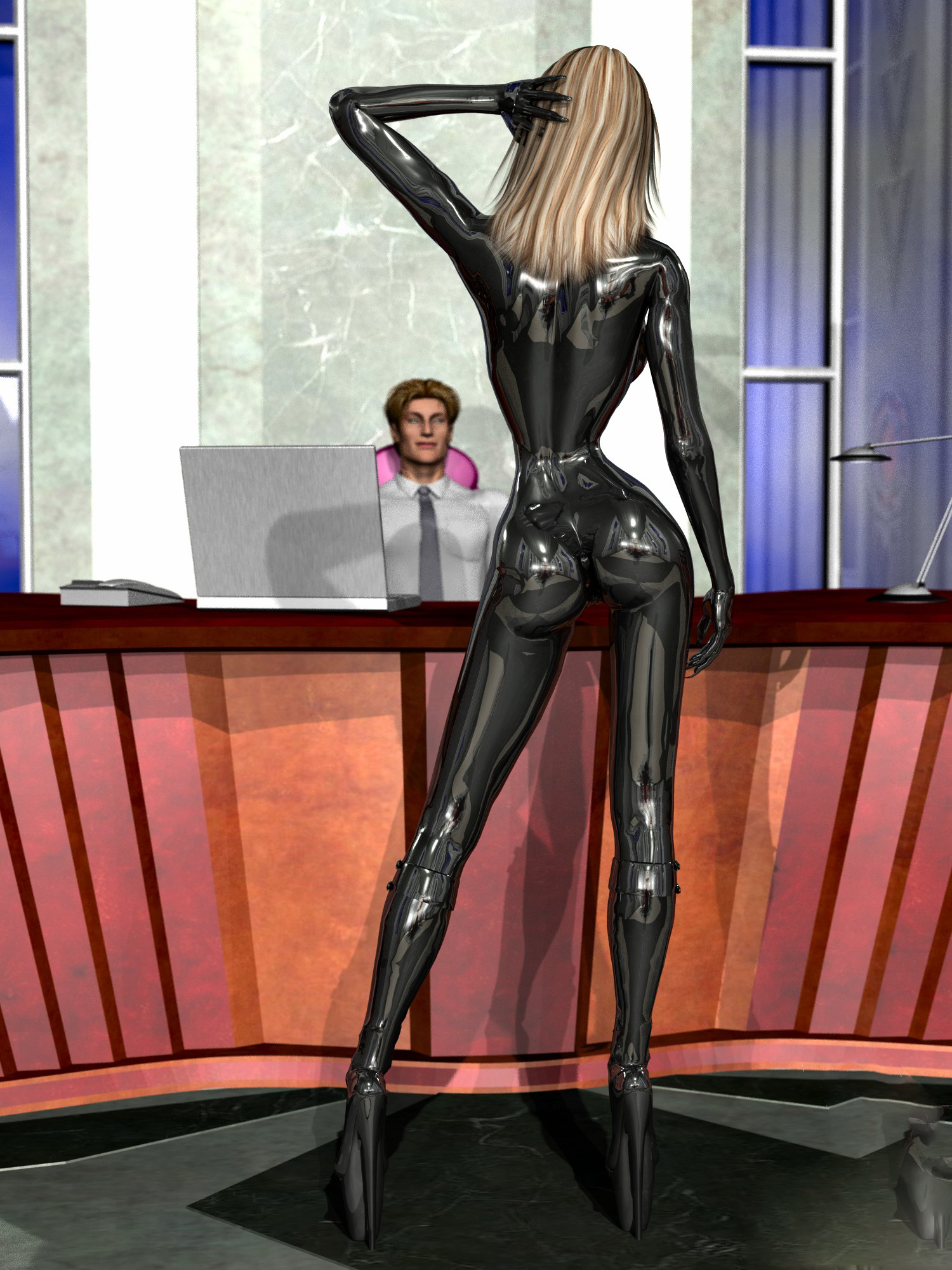 3D Latex porn. Only fantastic girl in latex