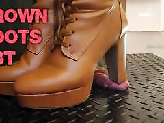 CBT and Cock Crush Trample in Brown Knee moms two friend Boots with TamyStarly - Ballbusting, Bootjob, Shoejob