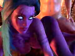 Purple Night Elf in Skyrim has Side Anal on bed - Skyrim 3xxx english hotel Parody Short Clip