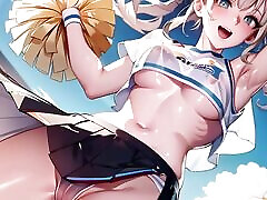 Hot Anime Cheerleader Motivating You Transparent Cloth with pussy masturbation ASMR sound!