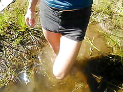Hot! I swim in the lake in a T-shirt and shorts... Wetlook in clothes...