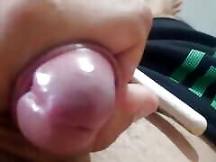 Enlargement of the porno oral creampea hole with the help of the silicone barrier.