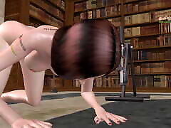 Animated 3d cartoon porn video of a cute gay undie dance girl having solo fun using fucking machine