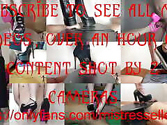 mia ik Elle with wide heel boots makes fun of her slave