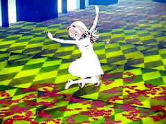 Cute Cat Girl Dancing In White Dress 3D Hentai
