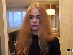Red-haired Russian bitch works off debts for loans.