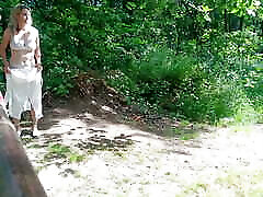 Old Sexy Hitchhiker Whore From Street Fucked in Forest with wwe girl strep on Then Without a Condom