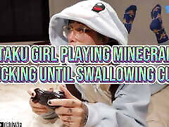Otaku Girl Playing Minecraft and Blowjob Swallow cumshot compilation star Ft. Amber Kai