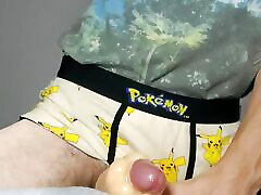 Fucking my toy with Pokemon underwear