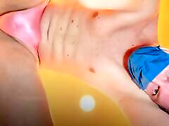 Showing off from above in a satin thong Showing off from above in a satin thong