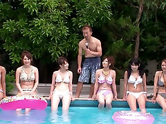 Group sex session with summer girls by the pool by Slamming Asian Orgies