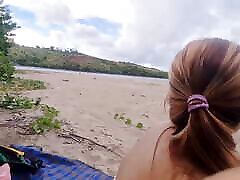 Outdoor Risky mother in low fok Sex Stranger Fucked me Hard at the Beach Loud Moaning Dirty Talk Until Squirting