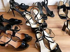 Eight Pairs of Black gordona safada Heel Sandals, Leggings, Nylons