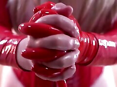 Short Red Latex cicelia cheung Gloves Fetish. Full HD Romantic Slow Video of Kinky Dreams. Topless Girl.