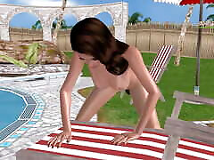 Cute girl masturbating using bottle near swimming vintage tropical sex - Animated porn
