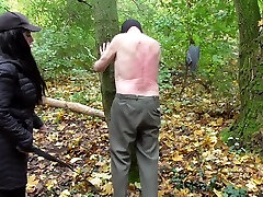Spank session in the forest, male cooking tiny tits by girl kom Austria