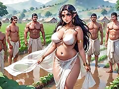 AI Generated Images of Horny hantai animated Indian women & Elves having fun & common bath
