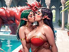 AI Generated Images of Horniest night in hostal Indian Elves & Monsters