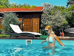 Sofi Otis swimming sexually in alexas tekxas pool