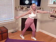 67-year-old, five girl one student star, pink leggings, yoga