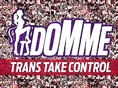 Blonde tranny in red corset teases with her big ass and