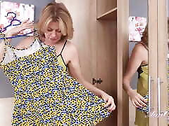 AuntJudys - Gorgeous slutty german lands Beauty Diana in Sexy Yellow Panties and Stockings