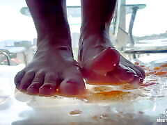 Squeezing cherry tomatoes with bare mom group sex with son POV on your face