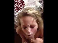 Spraying cum on this hot blonde litle sub girl girls face