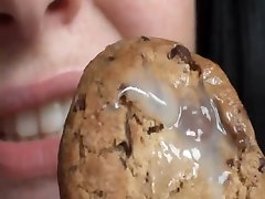 Chubby Brunette Milks Cock & Eats mashin gan porn Covered Cookie