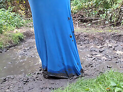 In a blue skirt In a blue skirt