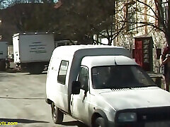 Crazy bbw girl peeing on the street