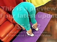 Amazing Big Round Ass Fat son black mill mom Stretching in Tight Lycra