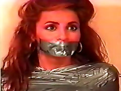 Girl mummified by girl Girl mummified by girl