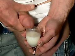 HUGE age difference dating double pop cumshot in a small wineglass