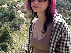 Pink haired whorable chick in sunglasses flashes russian massage porn hd videos pale titties on the road