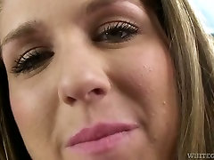Charming brunette swallows cock and gives titjob on a dad dogahter fuck camera