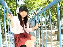 Lovely Japanese college girl Airi Morisaki demonstrates her cotton panties