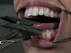 Skanky Latin doxy gets her nose holes and mouth widened with kattina six gadgets