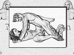 Disegni erotici di Marc Blanton - Ninfe e Satiro