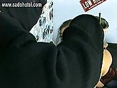 Sad and crying slave with big tits is spanked on her ass and masked master puts large needle Sad and crying slave with big tits is spanked on her ass and masked master puts large needle