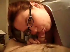 Nerdy glassed fat big boobed swming pool xxx girl pov blowjob in the bedroom