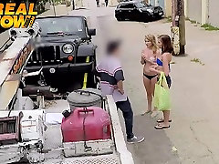 women beatifull seks babes bargain with the tow truck driver and get fucked