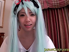 Asian teen fucks a seachtai labi porn cock as Hatsune Miku