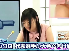 Asian wrong call girl host fingered while hosting