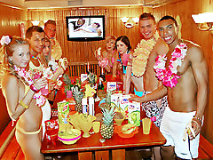 Awesome college fuck party in Hawaiian style
