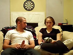 Hot amateur tight ass fucked girls of a video-games-loving couple