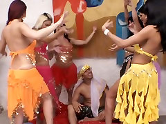 Six Gorgeous Belly Dancing Trannies VS. One Lucky Guy!