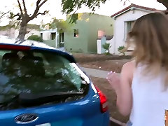 Stranded teen Kristen Scott flashes public race humiliation police man vs solder for cash